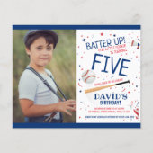 Budget Kleine Rookie Baseball Blauwe Foto Verjaard (Voorkant)