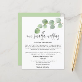 Budget kleinere bruiloft bekendmaking Eucalyptus
