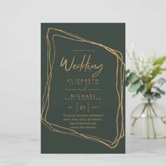 BUDGET kleuren trends GOLD Wedding Invite Moderne (Staand voorkant)