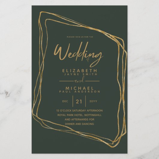 BUDGET kleuren trends GOLD Wedding Invite Moderne (Voorkant)
