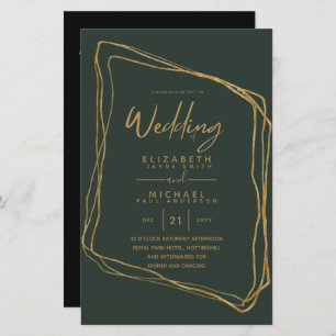 BUDGET kleuren trends GOLD Wedding Invite Moderne