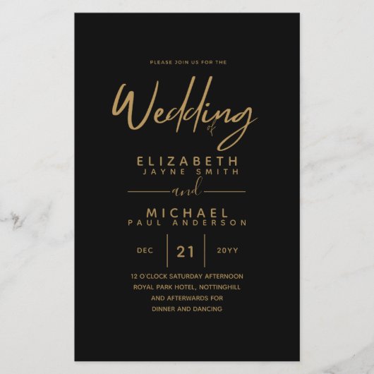 BUDGET kleuren trends GOLD Wedding Invite Moderne (Voorkant)