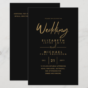 BUDGET kleuren trends GOLD Wedding Invite Moderne