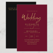 BUDGET kleuren trends GOLD Wedding Invite Moderne (Voorkant / Achterkant)