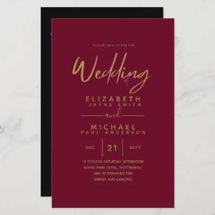 BUDGET kleuren trends GOLD Wedding Invite Moderne
