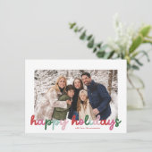 Budget Kleurrijk Script Calligrafie 2 Foto Gelukki Feestdagenkaart (Staand voorkant)