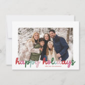 Budget Kleurrijk Script Calligrafie 2 Foto Gelukki Feestdagenkaart (Voorkant)