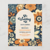 Budget Kleurrijke Groovy Retro 70s Bloemenbruiloft (Voorkant)