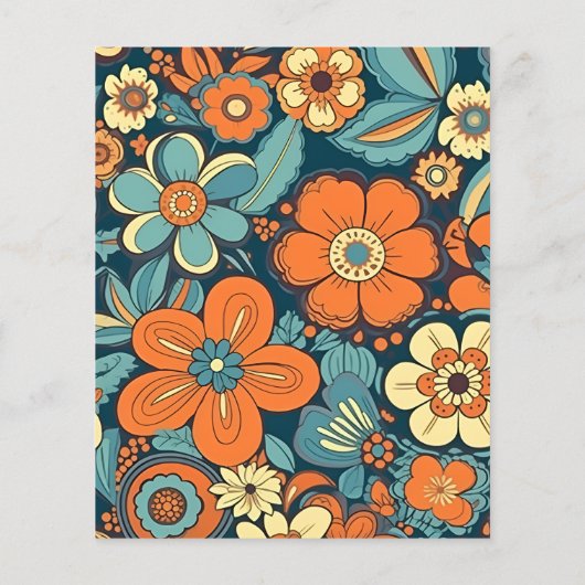 Budget Kleurrijke Groovy Retro 70s Bloemenbruiloft (Achterkant)