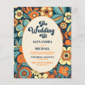 Budget Kleurrijke Groovy Retro 70s Bloemenbruiloft (Voorkant)