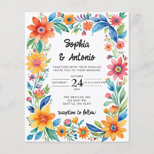 Budget Kleurrijke Mexicaanse Floral Fiesta bruilof (Voorkant)