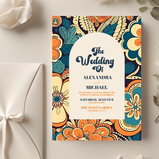 Budget Kleurrijke Moderne Groovy Retro 70s Bloemen Flyer