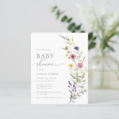 Budget Kleurrijke Wildflower Baby shower Invitatio (Staand voorkant)