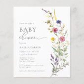 Budget Kleurrijke Wildflower Baby shower Invitatio (Voorkant)