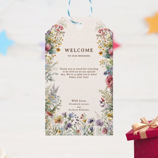 Budget Kleurrijke Wildflower Bloemen Waterverf Cadeaulabel