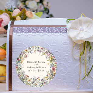 Budget Kleurrijke Wildflower Bloemen Waterverf Ronde Sticker