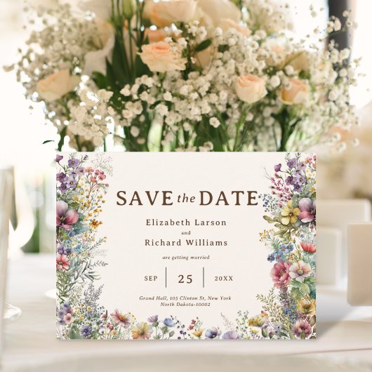 Budget Kleurrijke Wildflower Bloemen Waterverf Save The Date