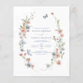 Budget Kleurrijke Wildflower bruiloft uitnodiging (Voorkant)