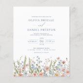 Budget Kleurrijke Wildflower bruiloft uitnodiging (Voorkant)