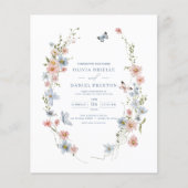 Budget Kleurrijke Wildflower bruiloft uitnodiging Flyer (Voorkant)