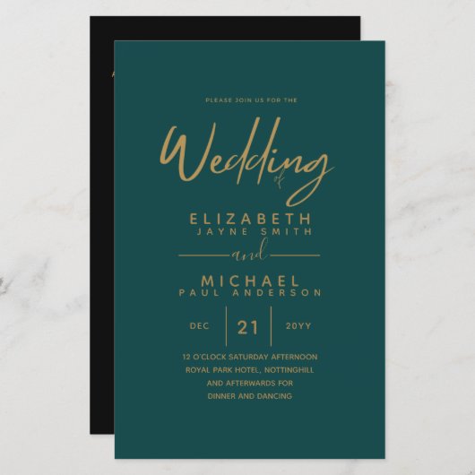 BUDGET Kleurtrends GOUDEN Trouwkaart Modern (Voorkant / Achterkant)