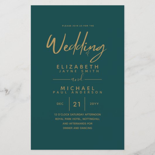 BUDGET Kleurtrends GOUDEN Trouwkaart Modern (Voorkant)