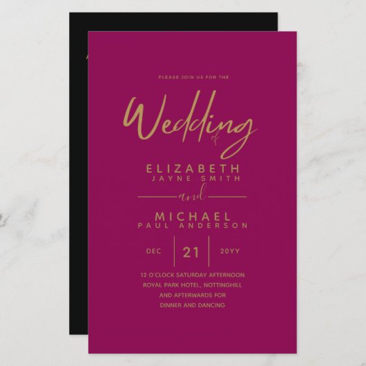 BUDGET Kleurtrends GOUDEN Trouwkaart Modern (Voorkant / Achterkant)