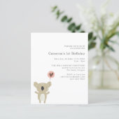 Budget Koala Beer Eenvoudige uitnodiging van één d (Staand voorkant)