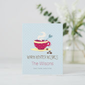 Budget Koffee Warm Winter Wishes Holiday Card (Staand voorkant)