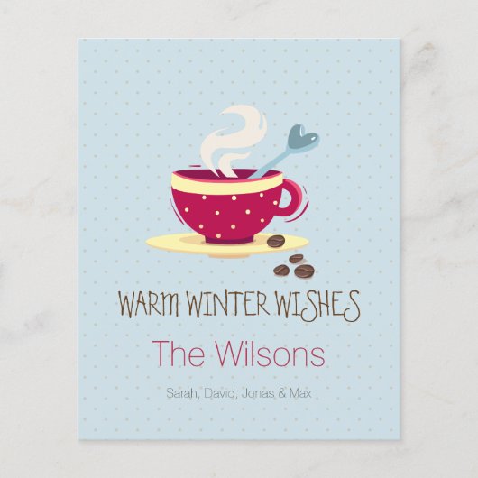 Budget Koffee Warm Winter Wishes Holiday Card (Voorkant)