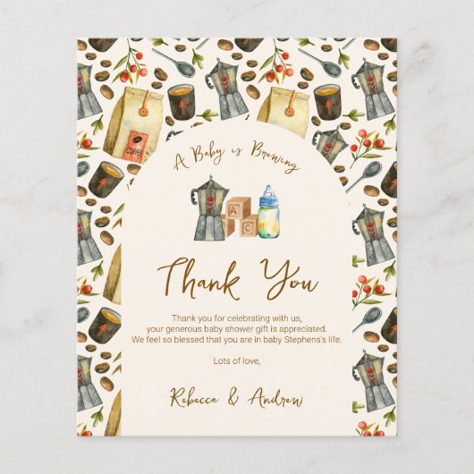 Budget Koffie Baby Brouwen Baby shower Bedankt (Voorkant)