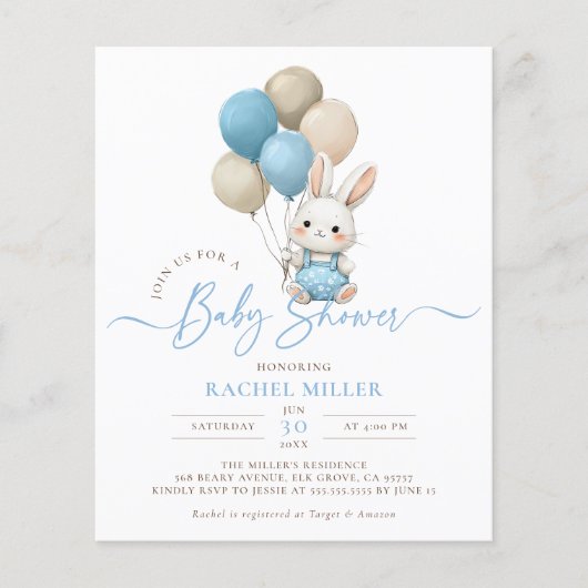 Budget konijnenballonnen Blue Boy Baby shower (Voorkant)