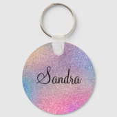 Budget Kopen, Kleurrijke Rainbow Glitter Print Sleutelhanger (Voorkant)