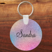Budget Kopen, Kleurrijke Rainbow Glitter Print Sleutelhanger (Voorkant)