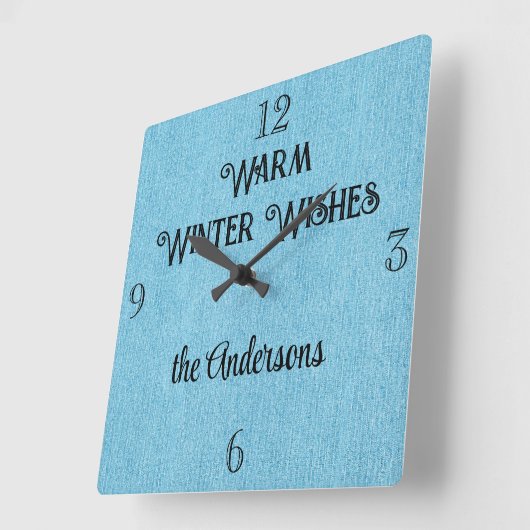 Budget kopen! Winter Blue Denim Print 10,75-inch Vierkante Klok (Hoek)