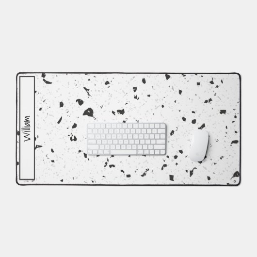 Budget Kopen, Zwart & Grijs Chips Terrazzo Patroon Bureaumat (Keyboard & Muis)