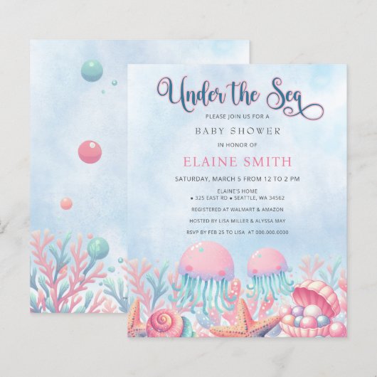 Budget koraal onder het Zee Marine Baby shower (Voorkant / Achterkant)