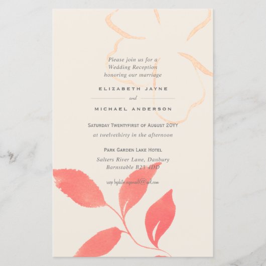 BUDGET Koraalblad Trouwuitnodiging A9 (Voorkant)