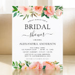 Budget Koral Peach Floral Bridal Shower<br><div class="desc">Budget Coral,  Peach en white Floral en Eucalyptus Greenery Botanical Wedding Spring of Summer Bridal Shower Invitations - omvat prachtige en elegante scripttypografie met moderne botanische bloemen en groen voor de speciale Bride To Be viering.</div>