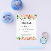 Budget Koral Peach Floral Bridal Shower Flyer (Enkel)