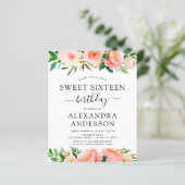 Budget Koral Peach Floral Sweet Sixteen (Staand voorkant)