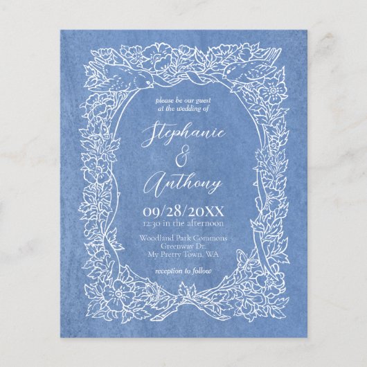 Budget korenbloem blauw bloemig bruiloft uitnodigi (Voorkant)
