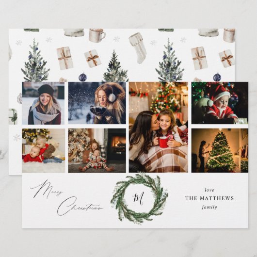 Budget Krans Monogram 7 Foto Kerstmis- Medium (Voorkant / Achterkant)