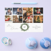 Budget Krans Monogram 7 Foto Prettig Kerstfeest Flyer (Enkel)