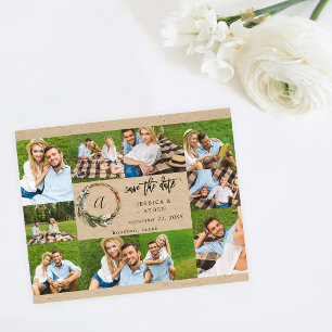 Budget Krans Rustic 10 Multi Foto Save the Date Flyer
