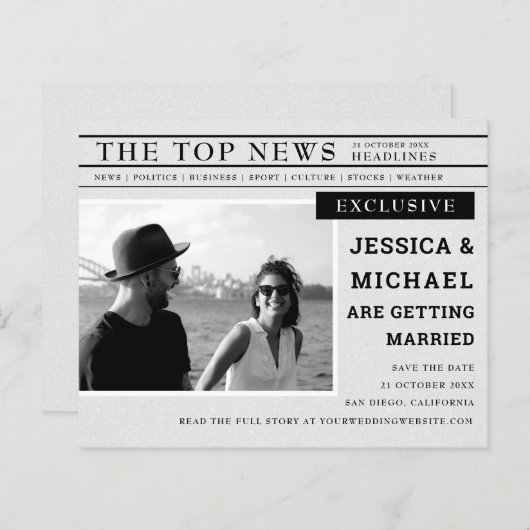 Budget krant Black White Foto bewaart datum (Voorkant / Achterkant)