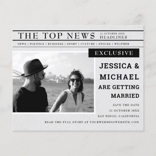 Budget krant Black White Foto bewaart datum (Voorkant)