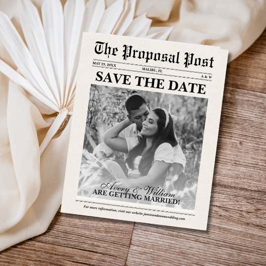 Budget Krant Foto Bruiloft Save The Date Flyer