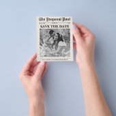 Budget Krant Foto Bruiloft Save The Date Flyer (Hand)