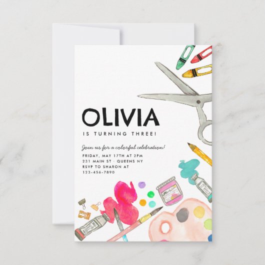 Budget Kunst Kunstenaar Verf Feest Schilderij Verj Notitiekaartje (Voorkant)